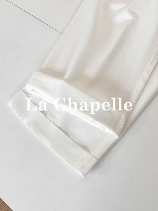 专柜实拍【自带卡包腰带】拉夏贝尔/La Chapelle高腰压褶卷边休闲裤~宽松百搭舒适微弹直筒阔腿裤 商品图7