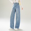 「自」全新升级【铂金会员174/天猫229/差价55】(11945)洛诗琳美式复古蓝色牛仔裤2026春季新款蝴蝶印花显瘦阔腿直筒裤 商品缩略图2
