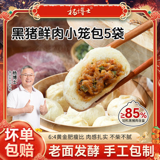 【发出后不支持拦截退货】杨博士 黑猪肉老面发酵小笼包 200g*5 商品图0
