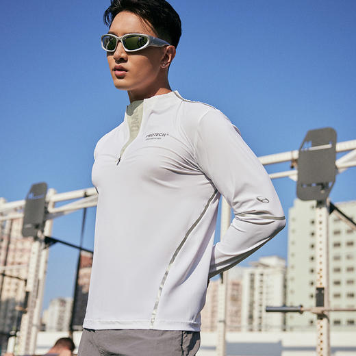 OMG运动 设计感立领半拉链健身服男士春秋季反光长袖t恤跑步 商品图2