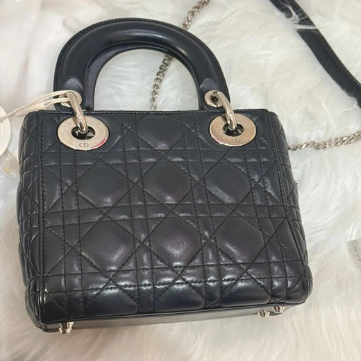 Dior 黑银 三格 羊皮 戴妃 斜挎包 商品图1