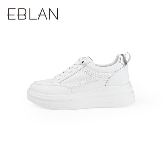 【上新】伊伴2026春季时尚编织设计休闲百搭增高小白鞋B26189560 商品图1