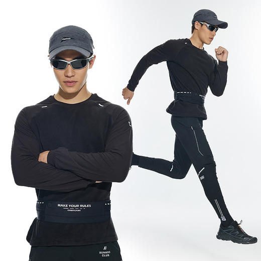 OMG运动 【弹力袖绒衫】冬季加绒加厚上衣保暖长袖t恤打底衫男 商品图3