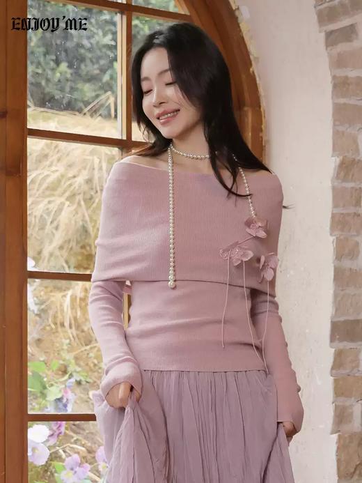 【门店同款】ENJOY春季“柔光芳序”玫瑰呓语针织上衣 169249080 商品图1