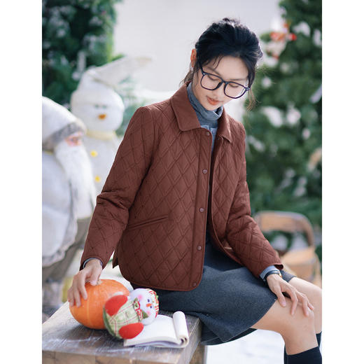 红念红色棉服女短款小个子宽松休闲2025冬季新款女装棉衣外套上衣 商品图0