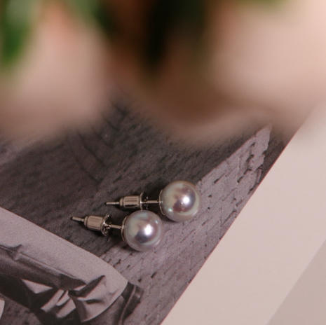 真多麻耳钉 7-8mm 正圆 面无暇侧背面底部细微瑕 ji光 bao亮 商品图2