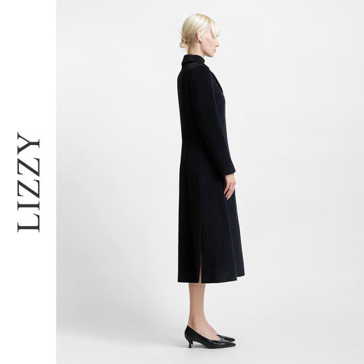 LIZZY 秋冬欧式手工盘花胸针侧开叉撞色扣绵羊毛长款大衣外套6364 商品图2