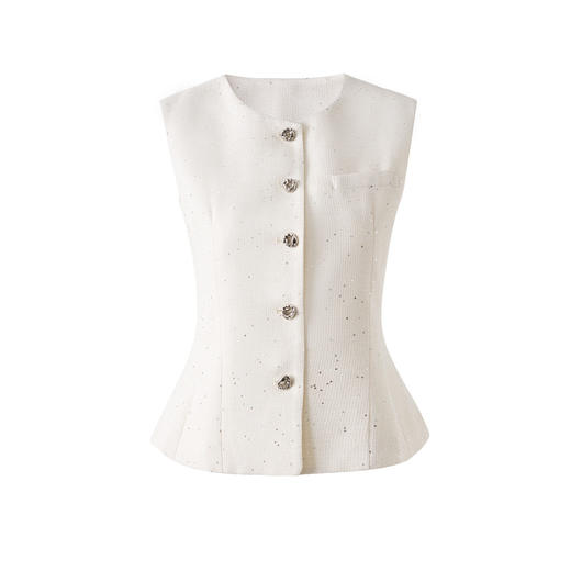 「高货wl」全新升级【铂金会员330/天猫449/差价119】(92237)洛诗琳法式小香风金丝亮片马甲2026春季新款时髦洋气收腰背心女 商品图4