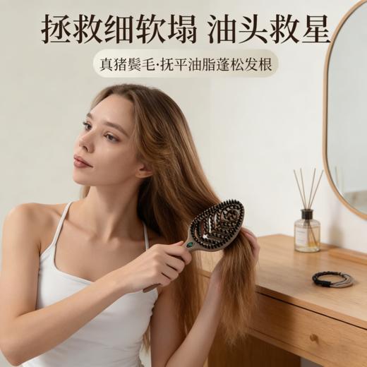 🔥扁头塌发救命梳🔥本油头星人的天菜✨【猪鬃毛蓬松梳】💰19.9秒杀❗拯救油扁塌💥显脸小一圈不是梦❤️孔雀造型，送礼首选🎁 商品图0