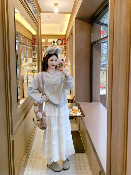 <曾小咸推荐>2.3现货秒杀 ！微信超特价！珍珠蝴蝶结加绒卫衣 日常179.99 立减90 秒杀89.99！！ 商品图9