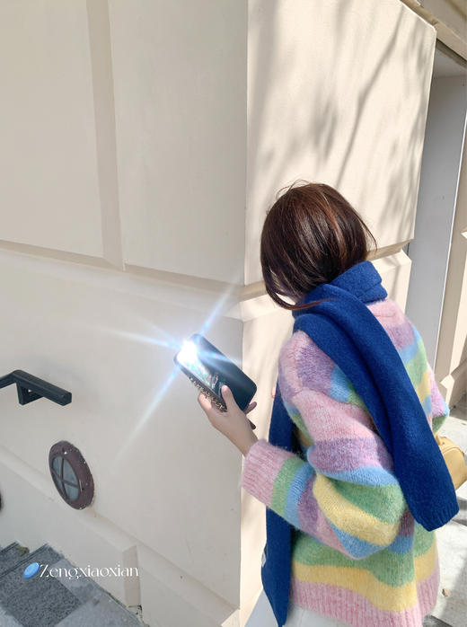 <曾小咸推荐>2.4现货秒杀 ！微信超特价！多巴胺配色条纹毛衣 日常199.99 立减110 秒杀89.99！！ 商品图13