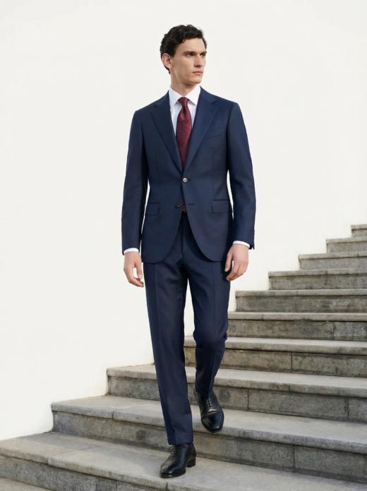 杰尼亚  Cloth Ermenegildo Zegna Traveller 藏蓝色全麻衬西装套装 商品图1