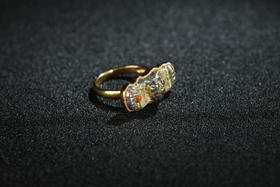 鎏金望海——唐银鎏金海兽戒指