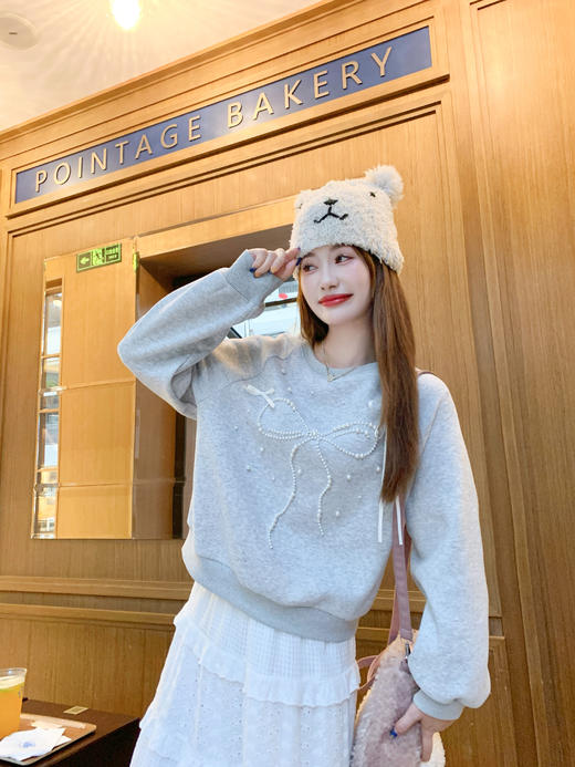 <曾小咸推荐>2.3现货秒杀 ！微信超特价！珍珠蝴蝶结加绒卫衣 日常179.99 立减90 秒杀89.99！！ 商品图12