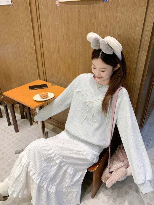 <曾小咸推荐>2.3现货秒杀 ！微信超特价！珍珠蝴蝶结加绒卫衣 日常179.99 立减90 秒杀89.99！！ 商品图5