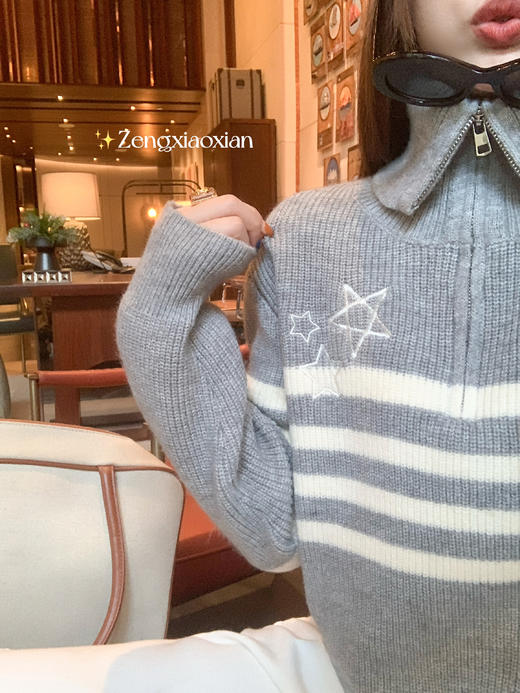 <曾小咸推荐> 2.5 现货秒杀 ！微信超特价！翻领纹毛针织衫 日常199.99 立减110 秒杀89.99！！ 商品图12
