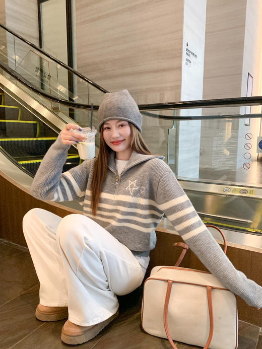 <曾小咸推荐> 2.5 现货秒杀 ！微信超特价！翻领纹毛针织衫 日常199.99 立减110 秒杀89.99！！ 商品图7