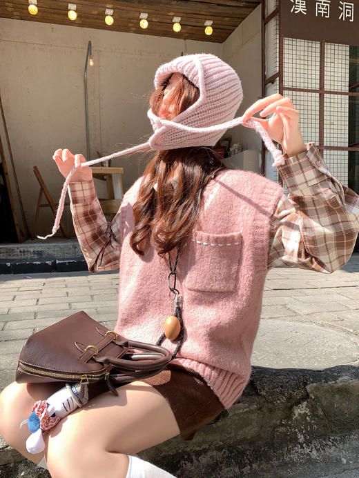 <曾小咸推荐>2.4现货秒杀 ！微信超特价！韩系复古格子衬衫 日常179.99 立减90 秒杀89.99！！粉色麻花毛衣  秒杀89.99！！ 商品图8