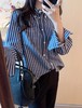 女款竖条纹宽松长袖衬衫la006 商品缩略图3