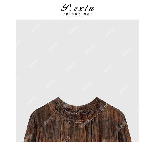 04-2潘依绣丁丁宠粉新中式扎染丝绒圆领连衣裙 Q89100 商品图2