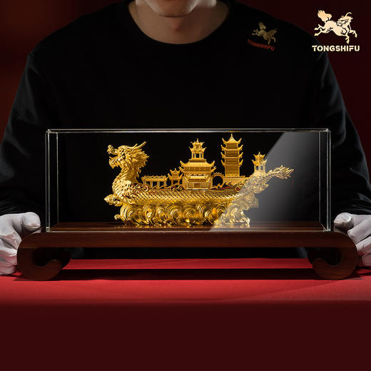 铜师傅 见微系列《御龙而行》一帆风顺龙船摆件 桌面客厅龙舟摆件 商品图5