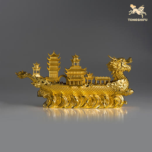 铜师傅 见微系列《御龙而行》一帆风顺龙船摆件 桌面客厅龙舟摆件 商品图3