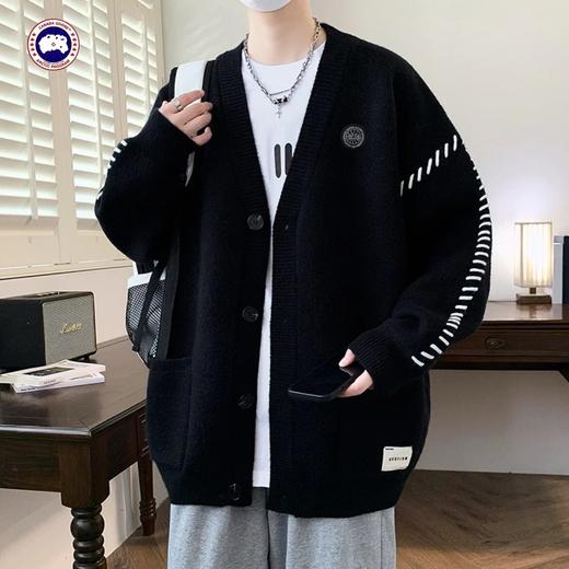 F012834新款四色高品质刺绣宽松版拼色情侣款毛衣 商品图2