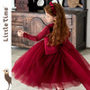 littletime女童公主裙2025秋冬红色亮片网纱连衣裙甜美生日礼服裙 商品缩略图1