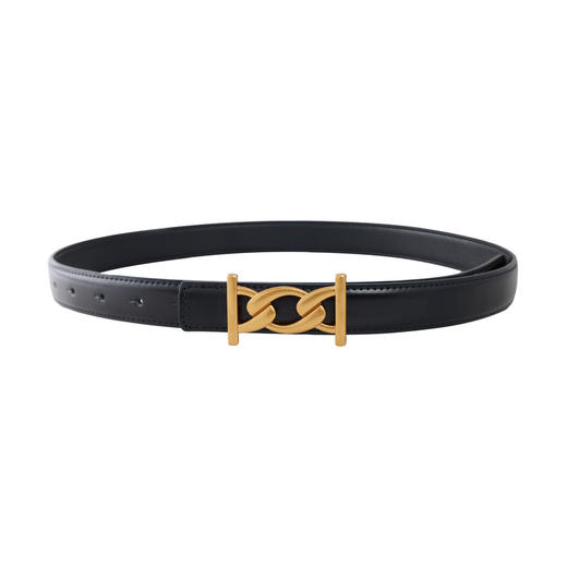 三彩2026新款金属链扣皮质腰带二层牛皮百搭通勤干练艺术束腰极简 商品图3