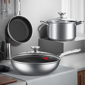康巴赫-悦己304不锈钢蜂窝锅具三件套