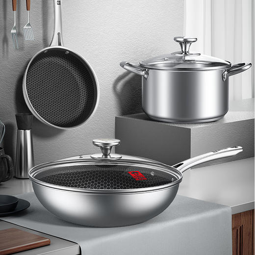 康巴赫-悦己304不锈钢蜂窝锅具三件套 商品图0