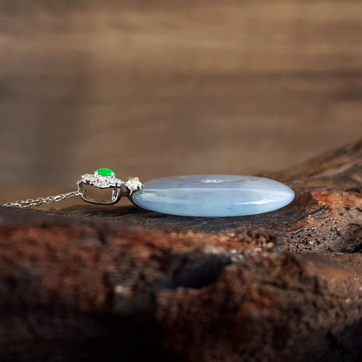 【天然正品】A货翡翠AU750收藏级白金镶钻镶天然细腻冰种紫罗兰平安扣翡翠吊坠项链38.9*29.1*7.1MM（皆取最大值）190126NJS15 商品图8