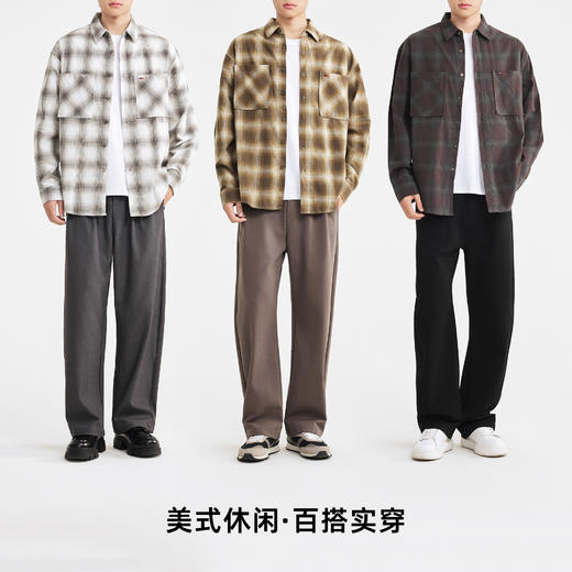 墨麦客男装2025年冬季复古色织格衬衫男士美式休闲磨毛长袖衬衫男 商品图4