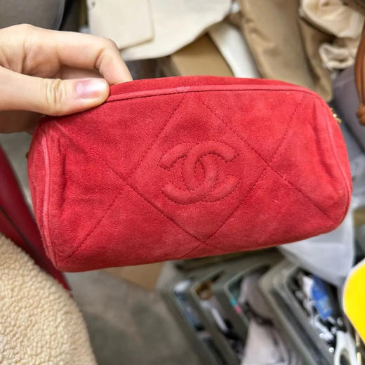 CHANEL 中古 红金 流苏 麂皮 斜挎 圆筒包 商品图1