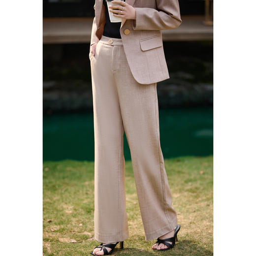 气场西服套装 米思阳2026春新款时尚套装一粒扣长袖西装休闲阔腿裤两件套女（单拍）0877 商品图6