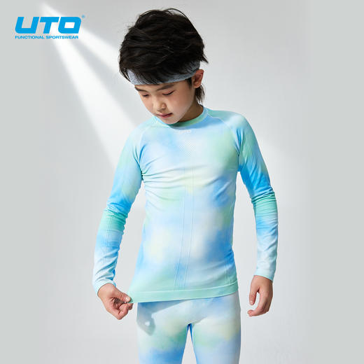 UTO/悠途户外运动炫彩款儿童保暖速干功能内衣秋冬季弹力扎染套装 商品图3