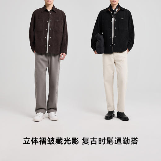 墨麦客男装美式绒感压绉休闲夹克男2025秋季新款衬衫式微阔外套男 商品图4