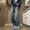 F012838渐变复古做旧元素工装水洗牛仔裤直筒裤 商品缩略图5