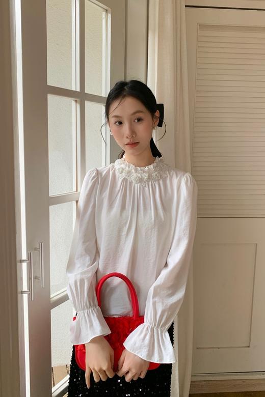 ANSUABEL 甜美立体花朵温柔气质白衬衫 21896 商品图3