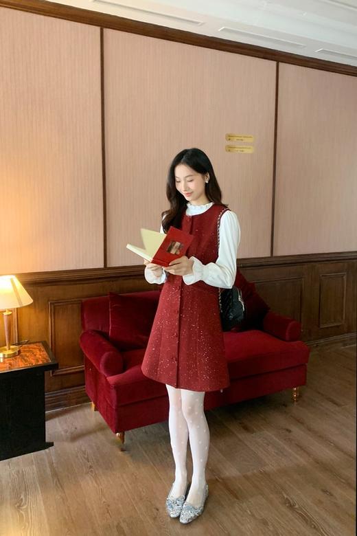 ANSUABEL 气质木耳边礼服细闪连衣裙套装 21973 商品图2