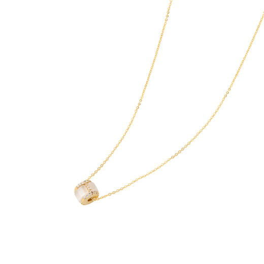 三彩2026新款仿猫眼石路路通吊坠细项链韩系极简通勤可滑动锁骨女 商品图3