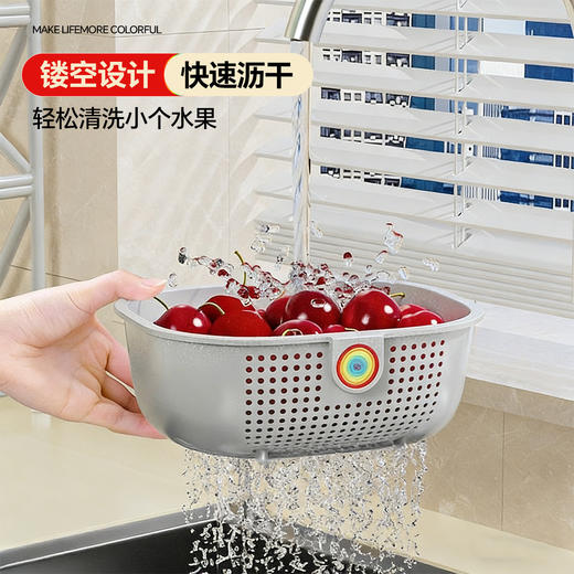 佳帮手双层瓜子零食水果食品收纳盒， 家用果盘沥水盘，懒人专用收纳篮， 彩虹挂耳收纳篮，双层加厚设计 商品图2
