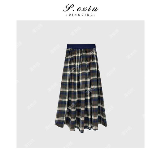 04-3潘依绣丁丁宠粉法式气质优雅格纹半身裙Q6424 商品图0