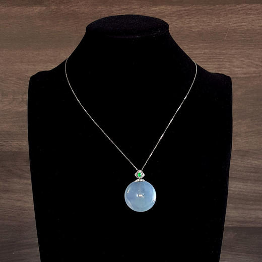 【天然正品】A货翡翠AU750收藏级白金镶钻镶天然细腻冰种紫罗兰平安扣翡翠吊坠项链38.9*29.1*7.1MM（皆取最大值）190126NJS15 商品图10