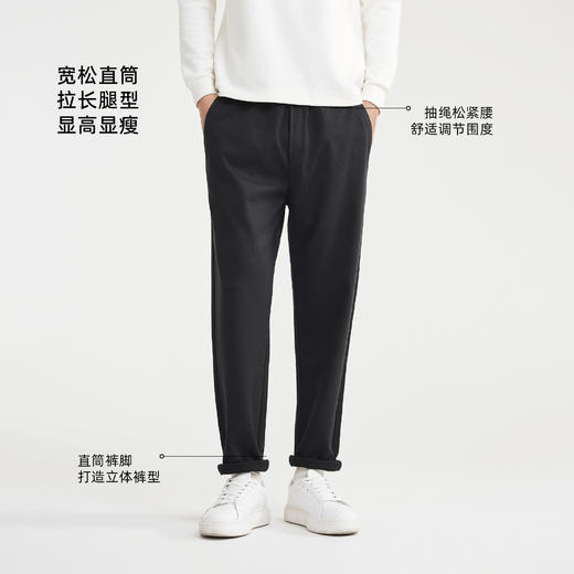 墨麦客男装2025年重磅绵羊毛混纺毛呢裤男士宽松弹力加厚休闲长裤 商品图2