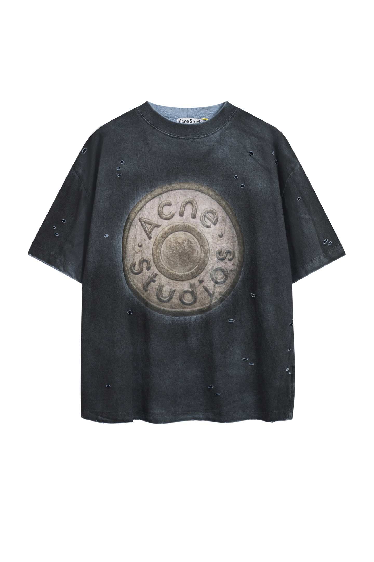 男款做旧磨破印花短袖T恤la001