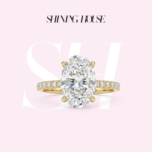 ShiningHouse[培育] 18k金钻石戒指 椭圆形3克拉钻人工真钻人造钻石K金戒指时尚钻石戒指悦己送礼臻选【此商品不支持7天无理由退货退款】预计3日发货 商品图0