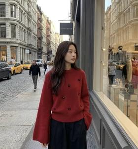 福利特价  法式钉珠狐狸绒毛衣  气球领/喇叭袖 狐狸绒短款毛衣