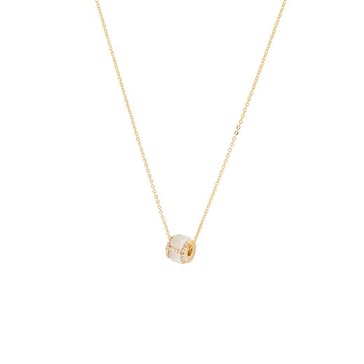 三彩2026新款仿猫眼石路路通吊坠细项链韩系极简通勤可滑动锁骨女 商品图1