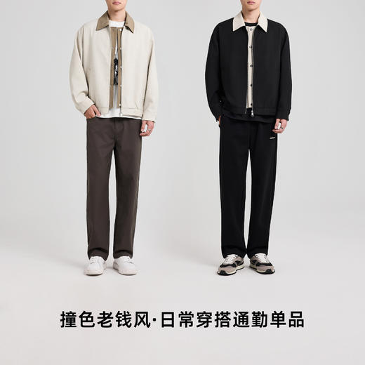 墨麦客男装老钱风撞色翻领工装夹克男2025秋季新款宽松休闲外套男 商品图4